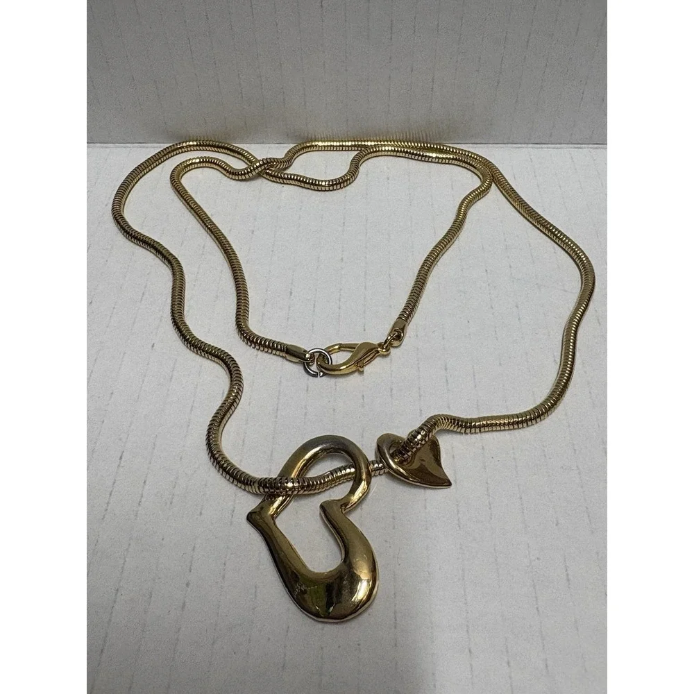 Necklace Gold Tone‎ Heart pendant shiny fashion jewerly